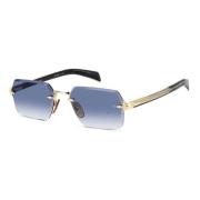 Guld Sort Solbriller med Dk Blå Shaded Linser