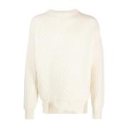 Merino uld sweater med vaffelstrikket mønster