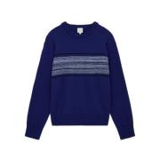 Blå Crew Neck Striktrøje