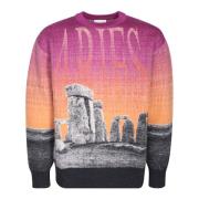 Multifarvet Intarsia-Strik Sweatshirt