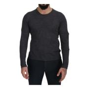 Grå Crewneck Pullover Sweater til Mænd