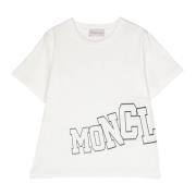 Hvid Børne T-shirt med Asymmetrisk Logo Print