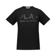 Sort kortærmet T-shirt med sort trykt logo