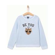 Blå Leopard Broderet Sweatshirt