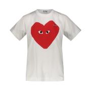 Hvid T-shirt med Rødt Hjerteprint