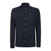 Blå Skjorte i Bomuld med Moderne Snit