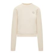 Beige Rhinestone Logo Sweatshirt