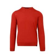 Rustfarvet Uld Crew-Neck Sweater