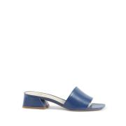 Blå Læder Sandaler med 4cm Hæl