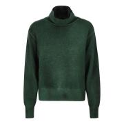 Grøn Uld Kasjmir Turtleneck Sweater