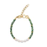 Women's Beaded Bracelet with Pearl and Ocean Grass Agate
