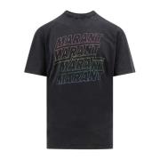 Vintage Sort T-Shirt med Multifarvet Logo Print