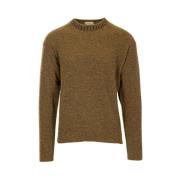 Ensfarvet Børstet Crewneck Sweater