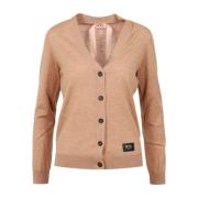 Brun V-Hals Bomuld Cardigan