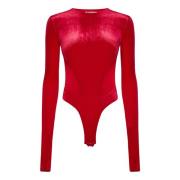 Rød Velvet Bodysuit med Udskæringer