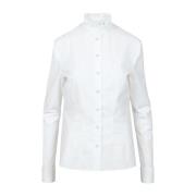 Hvid Højhalset Bomuldsskjorte