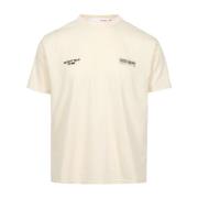 Optisk Hvid Bomuld T-shirt med Trykt Logo