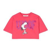 Fuchsia Snoopy Print Børne T-shirt