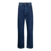 Blå Denim Jeans med Kontrastsyning