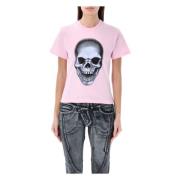 Dame T-shirt med Skull Print