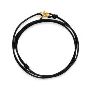 Black Wrap-Around String Bracelet with Sterling Silver Gold Plated Lock