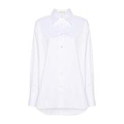 Hvid Stretch-Bomuld Poplin Skjorte
