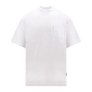 Hvid Crew-neck T-shirt med Brystlomme