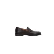 Mørkebrune flade sko i læder