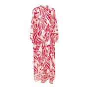 Blomstret Silkekjole med Aftagelig Tørklæde