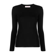 Sort Cashmere og Silke Sweater med Udklippet Ryg