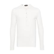 Hvid Broderet Langærmet Jersey T-shirt