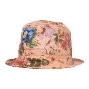 Pink Blomstret Vendbar Bucket Hat