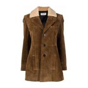 Brun Ruskindjakke med Shearling-detalje