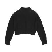 Sort Cropped Sweater med Cut-Out Detaljer