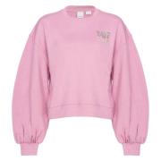 Love Birds Broderet Boxy Sweatshirt i Pink