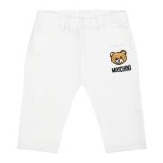 Hvide afslappede bukser med Teddy Bear broderi