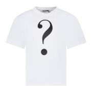 Hvid Bomuld T-Shirt med Spørgsmålstegn