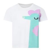 Hvid Økologisk Bomuld Seahorse Print T-Shirt