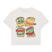 T-shirt med frugt og grøntsagstryk
