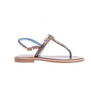 Bronze og Blå Rhinestone Flip Flops