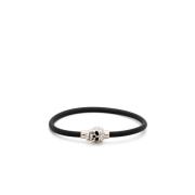 Sort Skull Charm Cord Armbånd