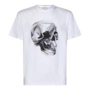 Hvid T-shirt med Dragonfly Skull Print