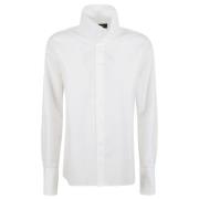 Hvid Poplin Skjorte med Stående Krave
