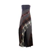 Multifarvet Tartan Patchwork Kjole