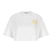 Hvid Bomuld T-shirt med Logo Print