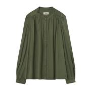 Grøn knap-op bluse