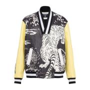 Læder varsity jakke med Tiger print