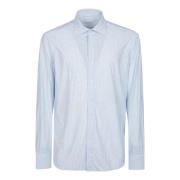 Bianco/Azzurro Slim Skjorte