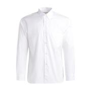 Hvid Bomuldsskjorte med Brystlomme