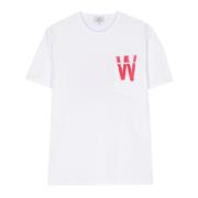 Hvid Crewneck T-shirt med Lomme